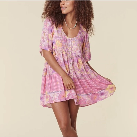 ⭐️SPELL & THE GYPSY COLLECTIVE⭐️ Hibiscus Lane Mini Dress In Musk Size S - Picture 6 of 10